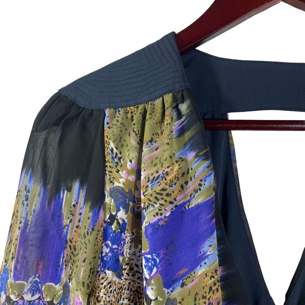 W118 by‎ Walter Baker Abstract Floral Long Sleeve Mini Dress Cut Out Size M - Picture 5 of 10